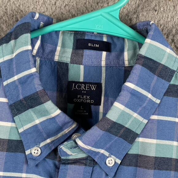 J Crew Flex Oxford Button Down Shirt Men's Large Plaid Causal Preppy Formal - Picture 3 of 13